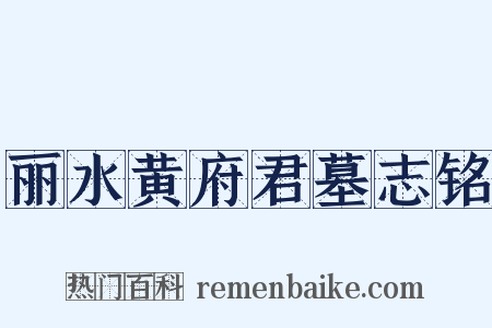 丽水黄府君墓志铭是什么意思的图片